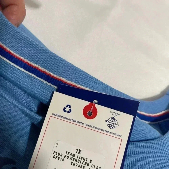 Champion Team Light Blue Powerblend Women's Plus Size Crew Neck Sweater size 1X - Picture 8 of 8